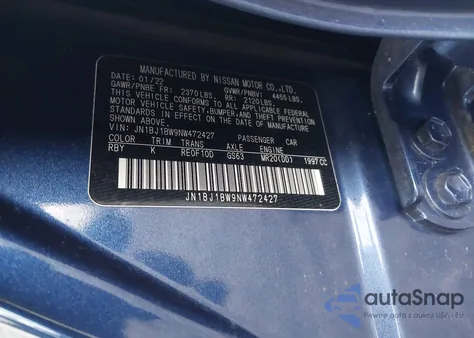 2022 Nissan Rogue Sport Sv Awd Xtronic Cvt z USA, uszkodzony, nr VIN JN1BJ1BW9NW472427